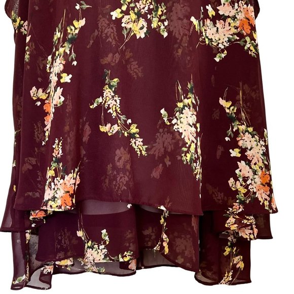 NWOT LANE BRYANT BURGUNDY FLORAL LAYERED CHIFFON SLEEVELESS TOP PLUS SIZE 26 - Picture 3 of 10